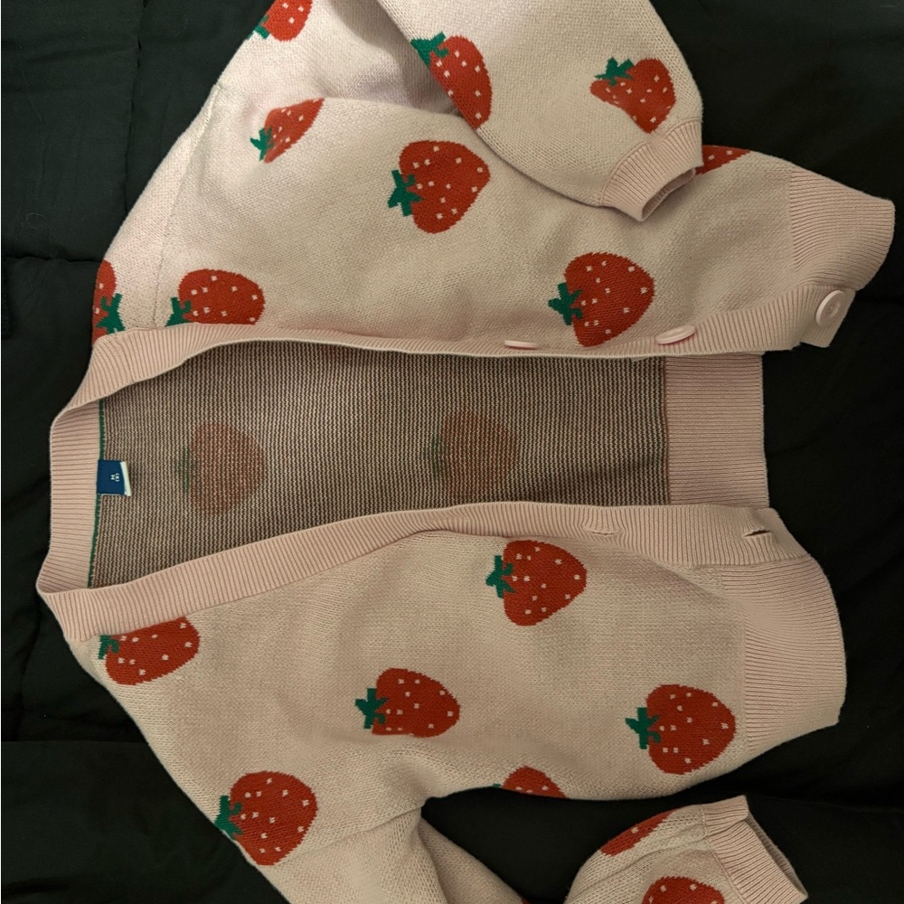 Strawberry Print Kids One Piece - Pink